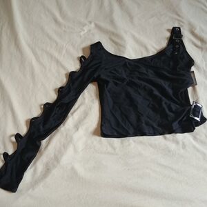 Black Asymmetrical Women's Top